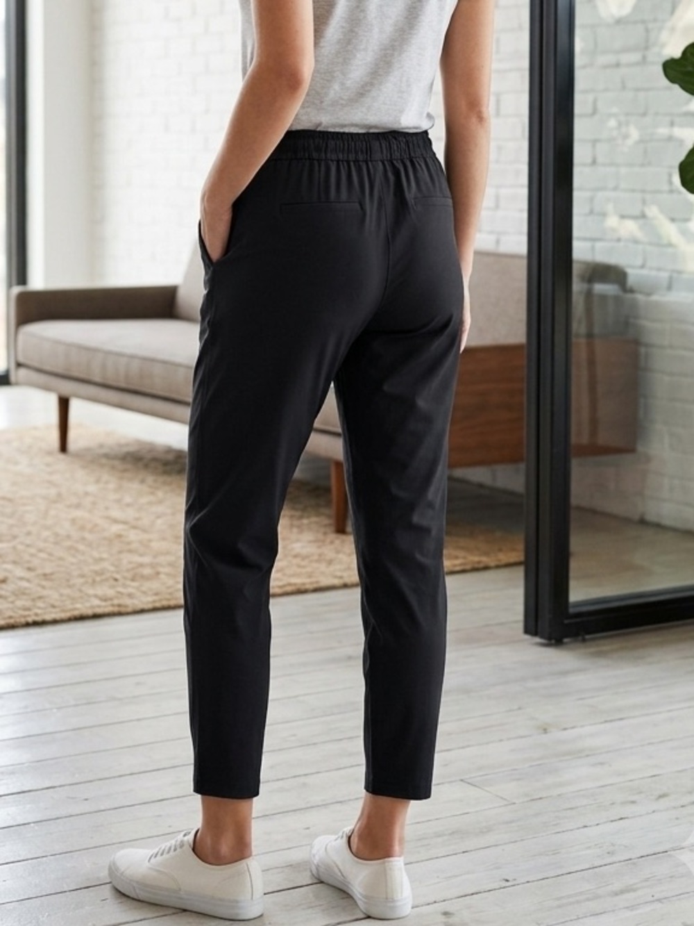 Take 50% OFF-Crz Yoga   Black Elastic-Waist Drawstring Pants, Size-12
